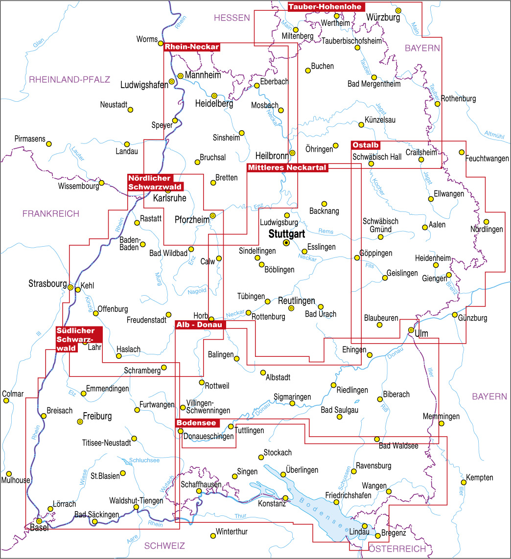 Blattübersicht der Radkarten 1:75 000