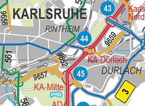 Amtliche Straßenkarte Baden-Württemberg 1:200 000 (Ausschnitt)
