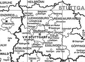 Kreiskarte Baden-Württemberg 1:1 300 000 (Ausschnitt)