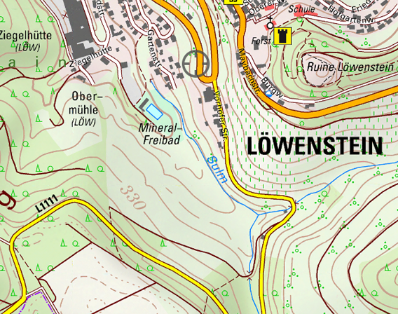 Digitale Topographische Karte 1:10 000 (DTK 10) iPhone-Display