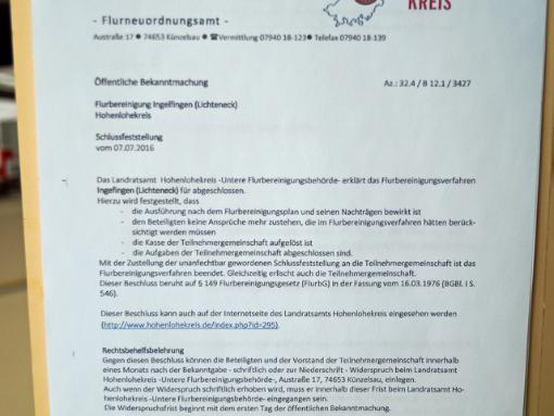 Dokument der Schlussfeststellung